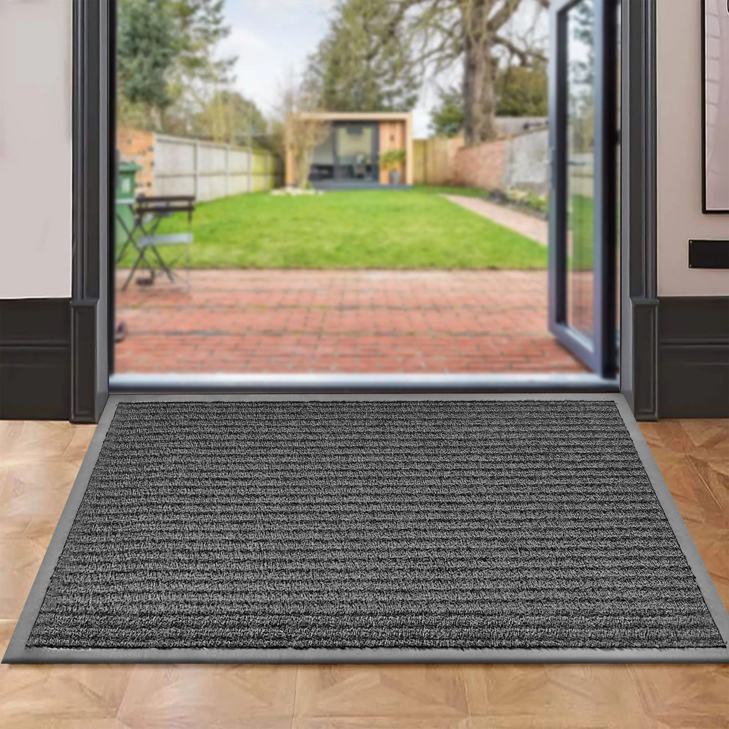 2-Pack: Lux Decor Collection 30'' X 17'' Non-Slip Room Entrance Floor Mats Pair Indoor Outdoor Doormat