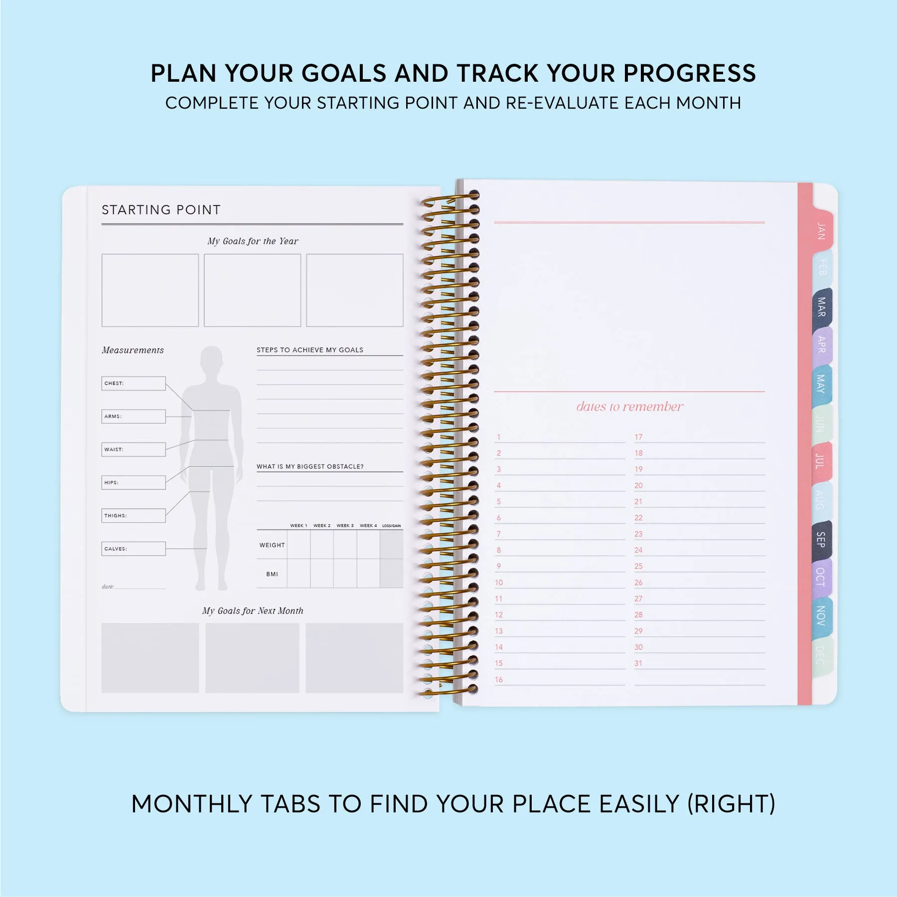 6x9 Fitness Planner - Colorful Florals Black