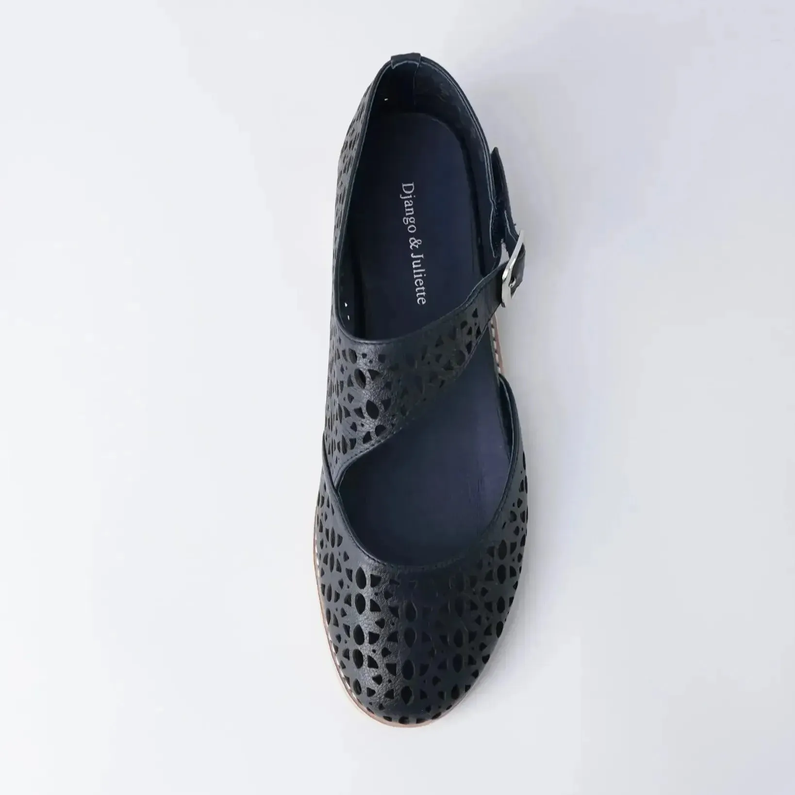 Albion Navy Leather Flats