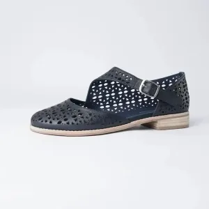 Albion Navy Leather Flats