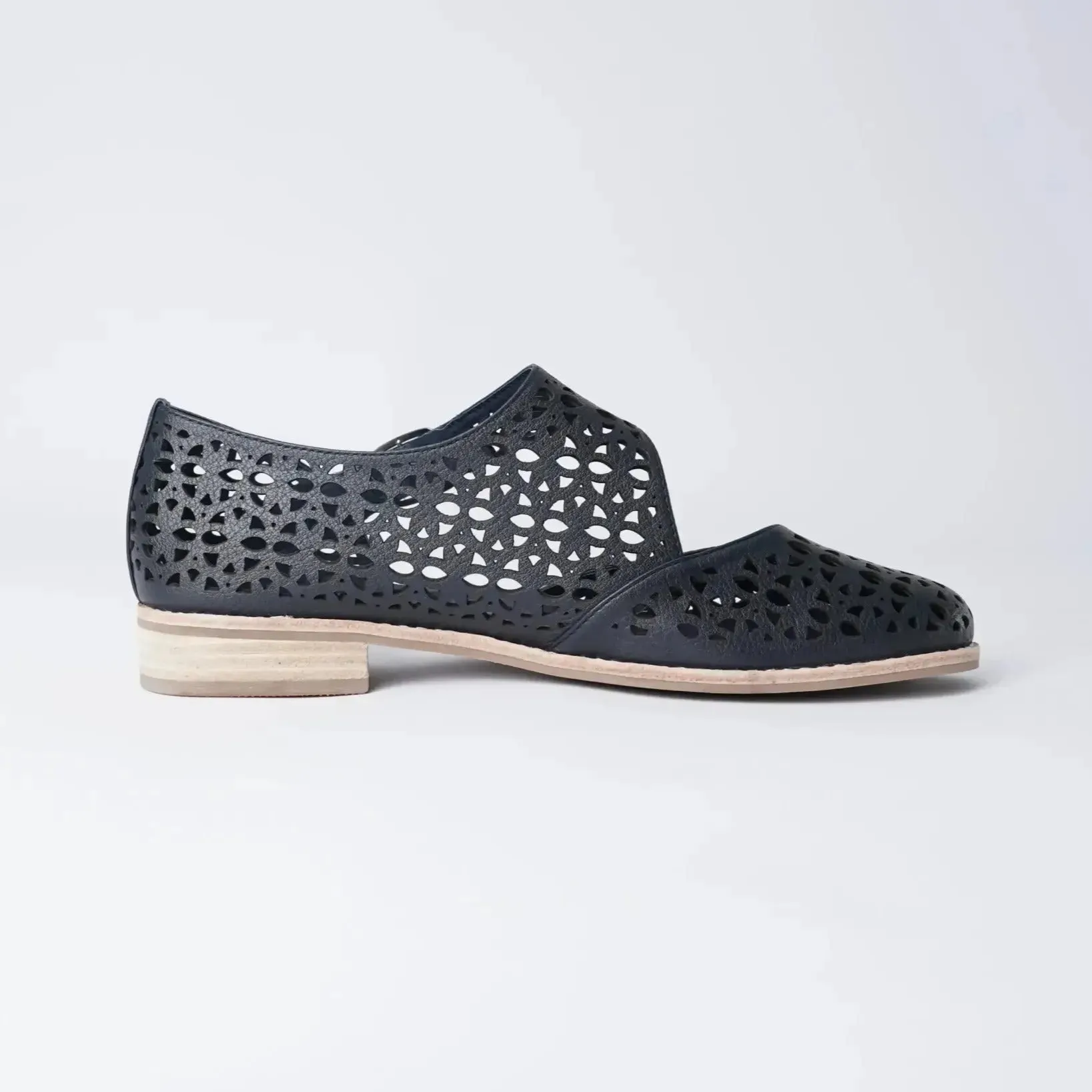 Albion Navy Leather Flats