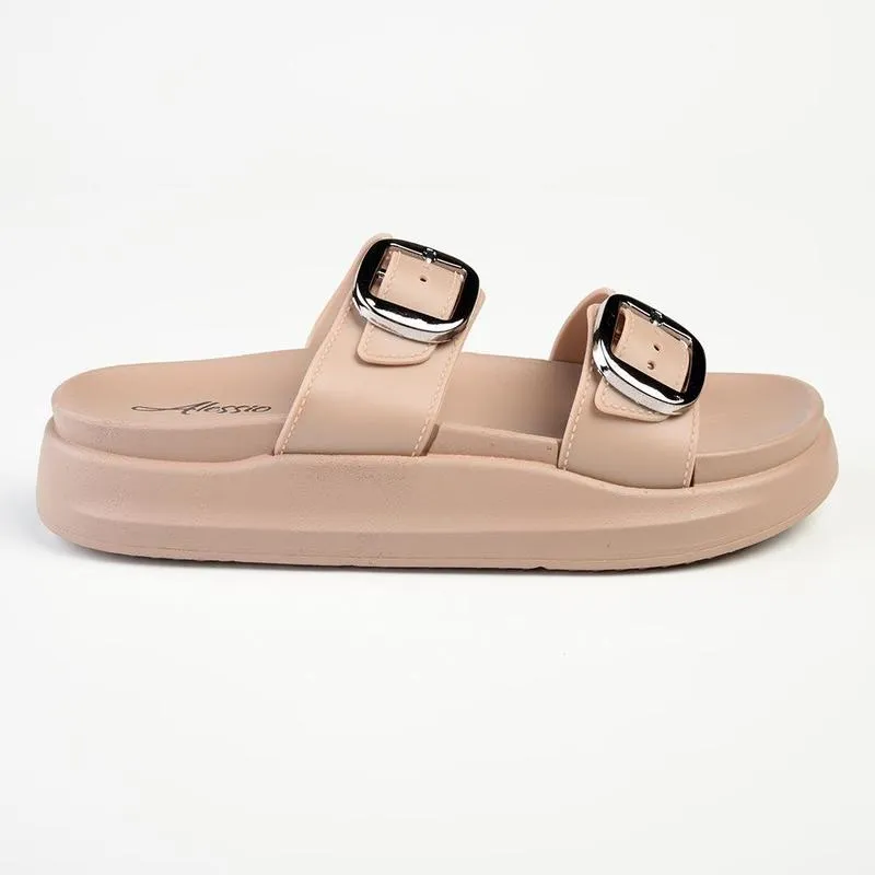 Alessio Double Cross Strap Sandal - Nude