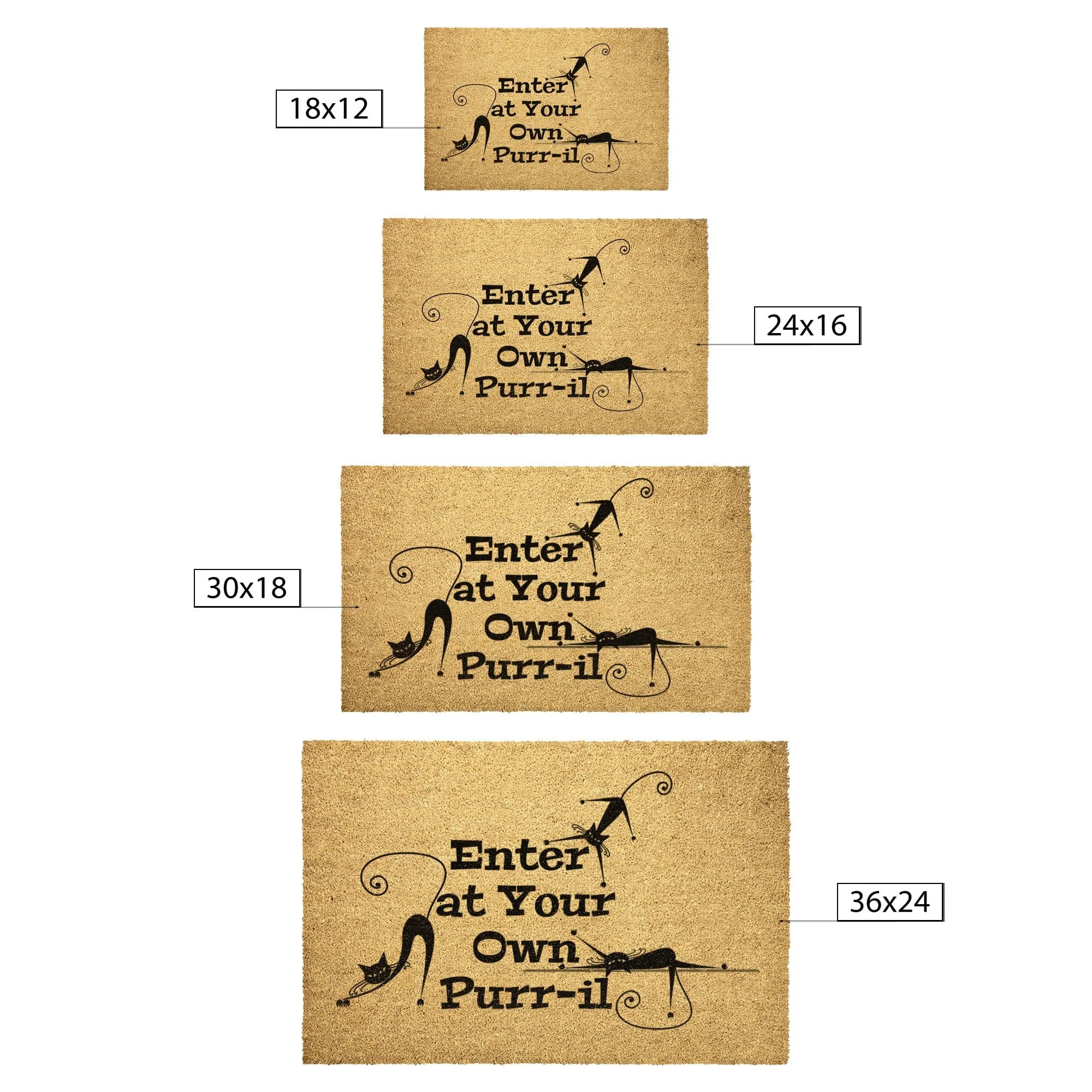 Atomic Cat, Enter at Your Own Purr-il Doormat, Mid Century Modern Kitty, Retro Funny Mat