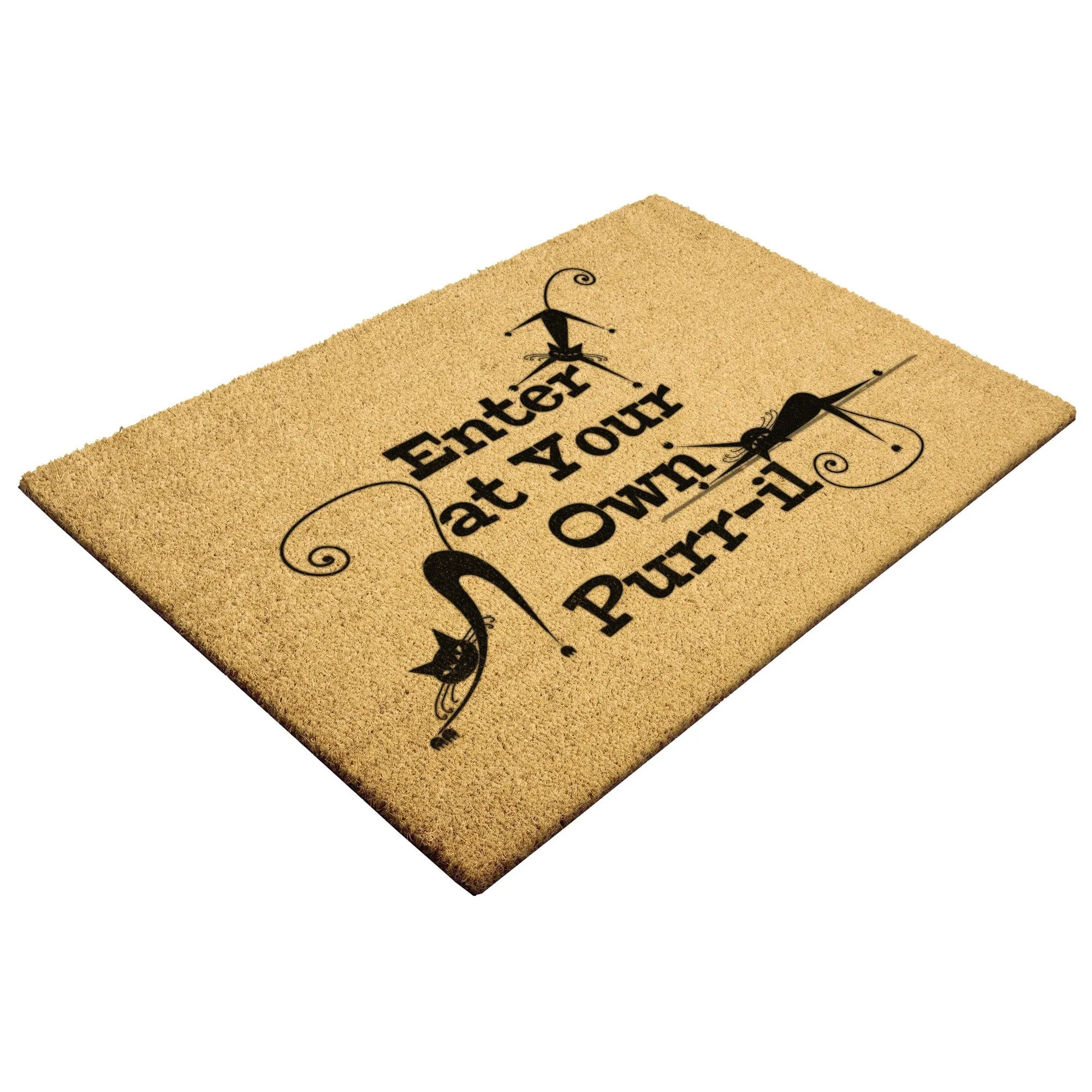 Atomic Cat, Enter at Your Own Purr-il Doormat, Mid Century Modern Kitty, Retro Funny Mat