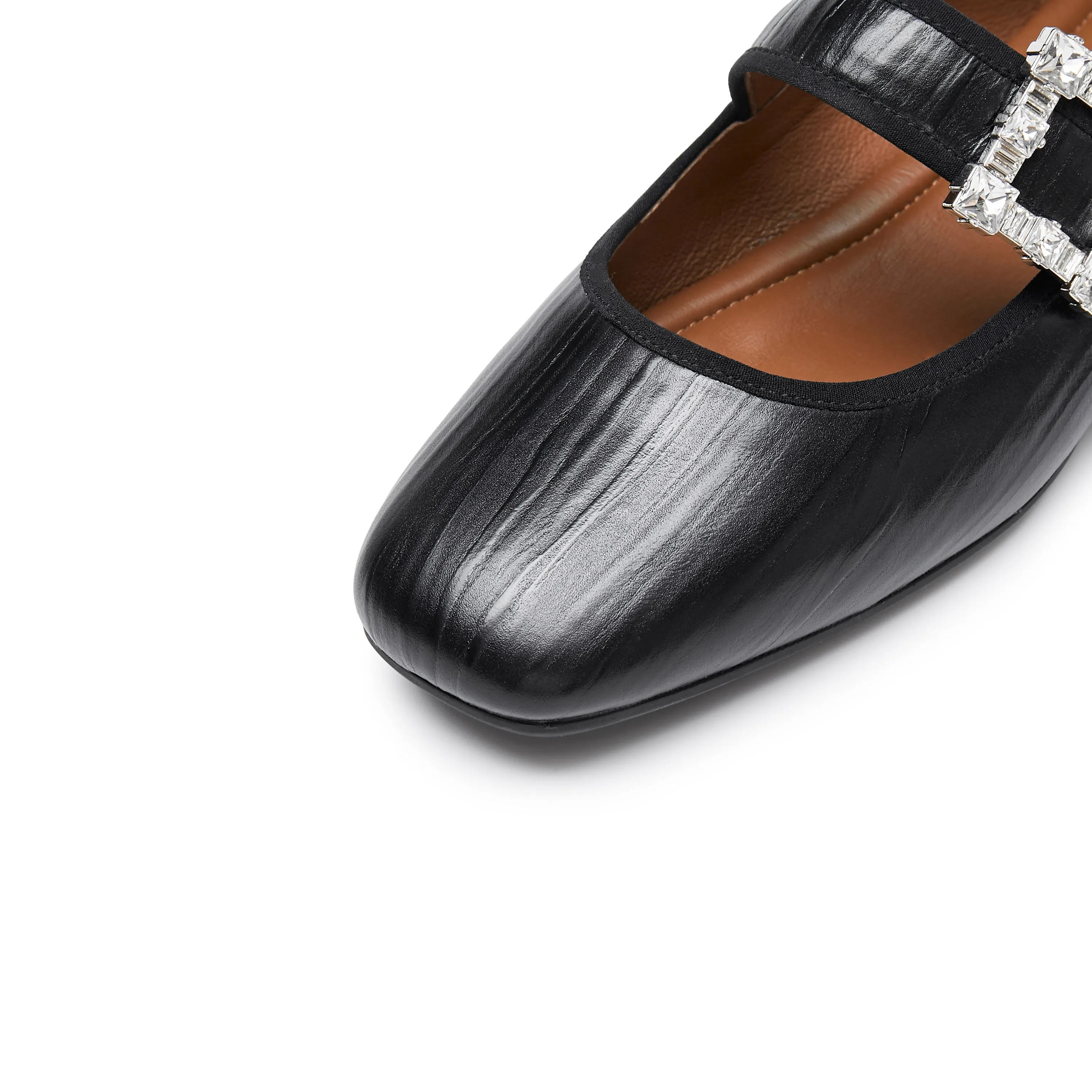 Black Crystal buckle Mary Jane Flats