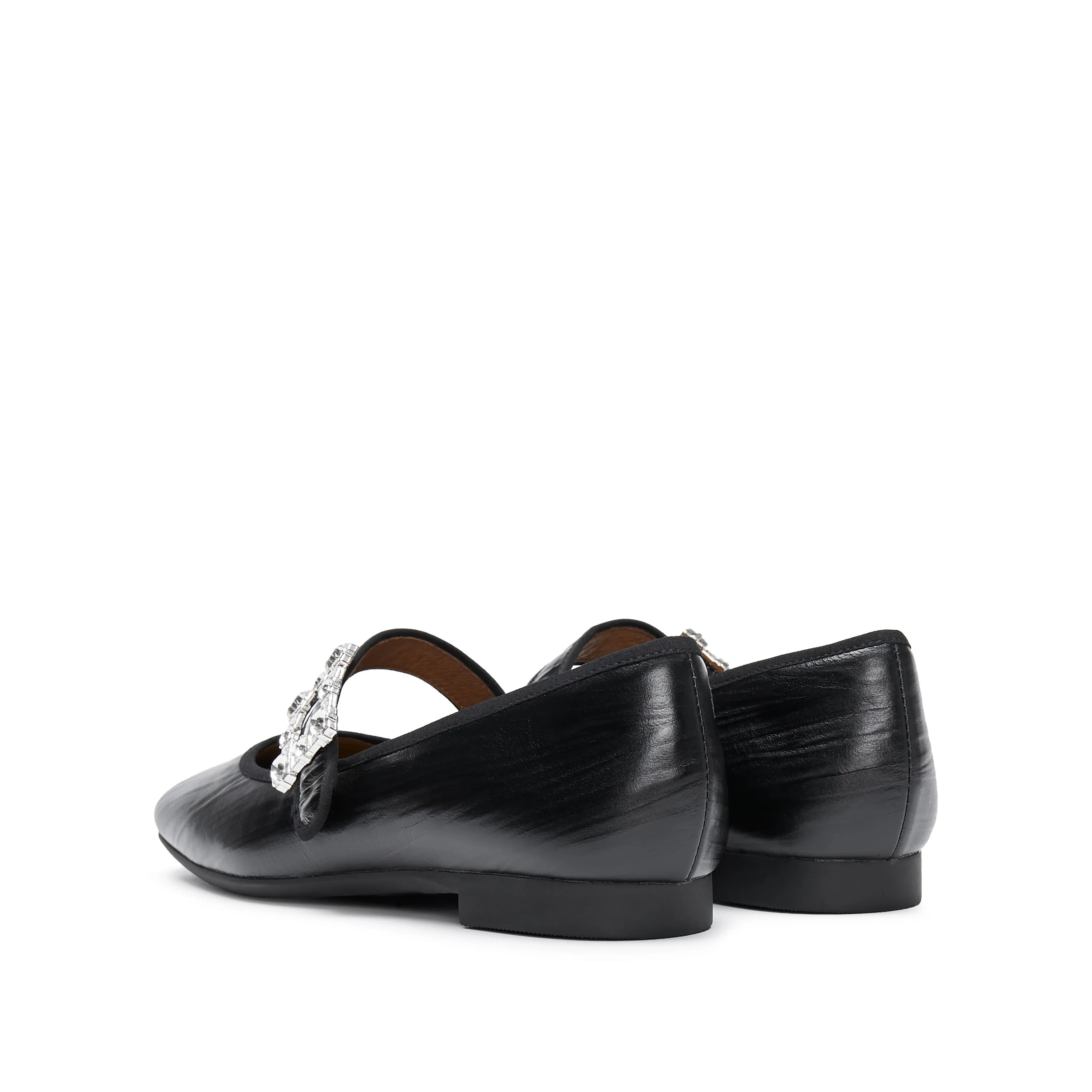 Black Crystal buckle Mary Jane Flats
