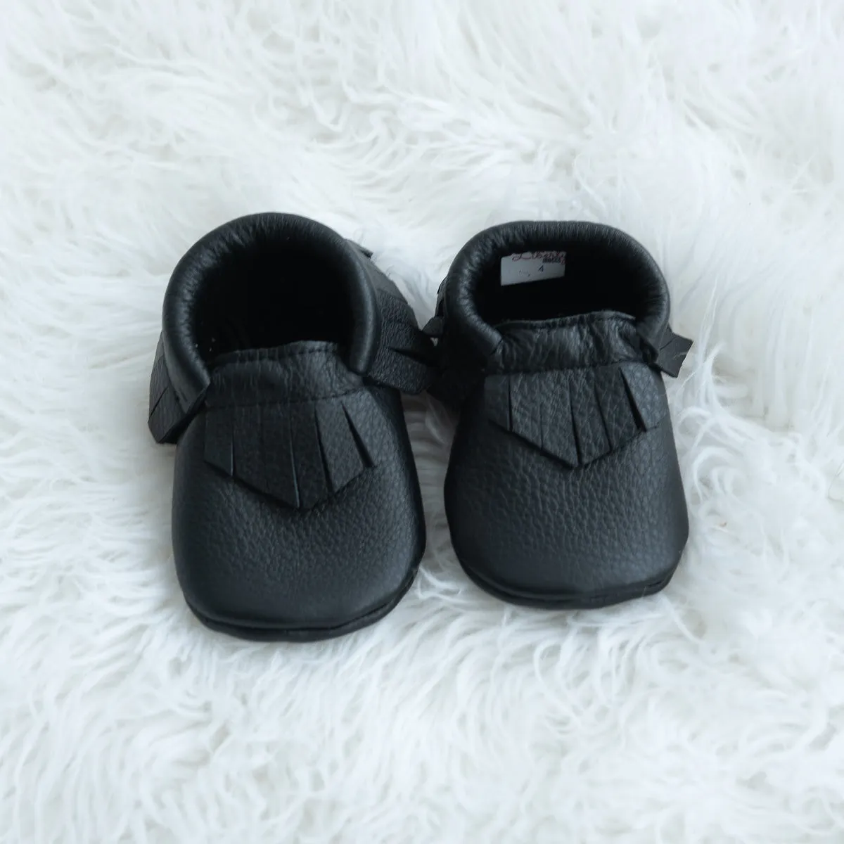 Black Fringe Moccasins