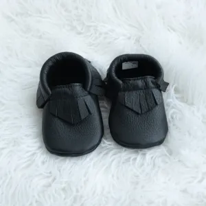 Black Fringe Moccasins