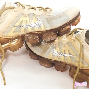 Bling Gold Nike Air Vapormax 2019 with Ultra-Premium Crystals (Metallic Gold/White)