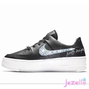 Bling Nike Air Force 1 Sage Low (Black/White)