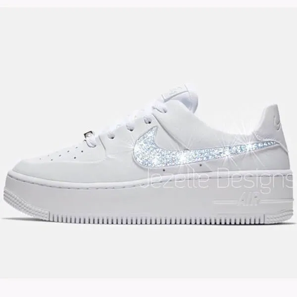 Bling Nike Air Force 1 Sage Low w/Ultra-Premium Crystals (All White )