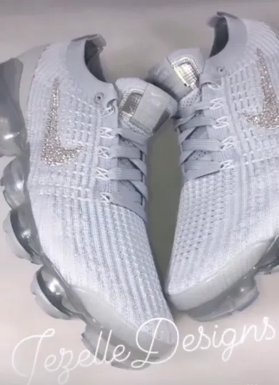 Bling Nike Air VaporMax Flyknit 3 w/Ultra-Premium Crystals (White/Platinum)
