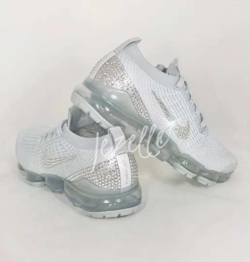 Bling Nike Air VaporMax Flyknit 3 w/Ultra-Premium Crystals (White/Platinum)