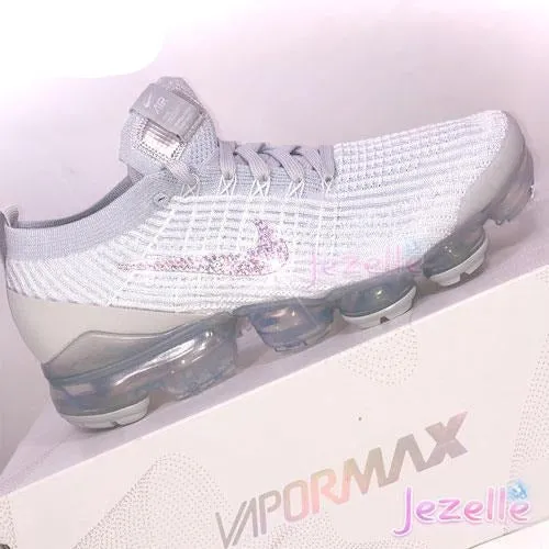 Bling Nike Air VaporMax Flyknit 3 w/Ultra-Premium Crystals (White/Platinum)