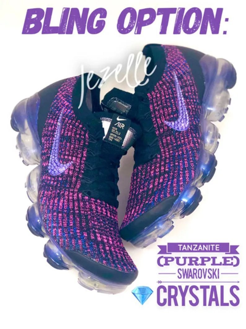 Bling Nike VaporMax Flyknit 3 w/ Ultra-Premium Crystals (Barely Volt/Pink)
