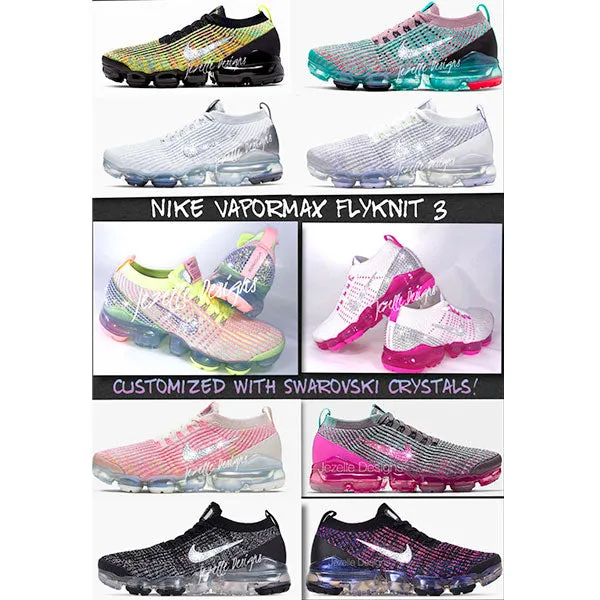 Bling Nike VaporMax Flyknit 3 w/ Ultra-Premium Crystals (Barely Volt/Pink)