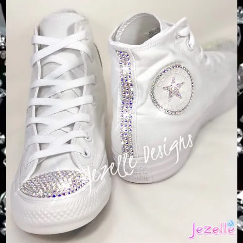 Blinged Out Converse High Tops w/ Ultra-Premium Crystals(Circle Logo   Star)
