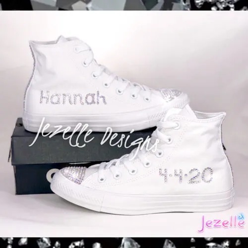 Blinged Out Converse High Tops w/ Ultra-Premium Crystals(Circle Logo   Star)