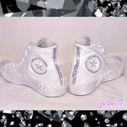 Blinged Out Converse High Tops w/ Ultra-Premium Crystals(Circle Logo   Star)
