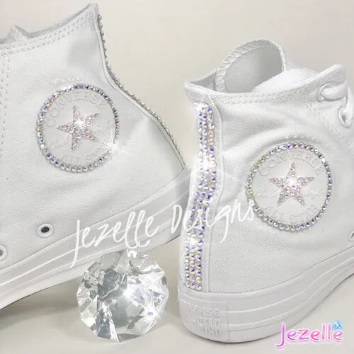Blinged Out Converse High Tops w/ Ultra-Premium Crystals(Circle Logo   Star)