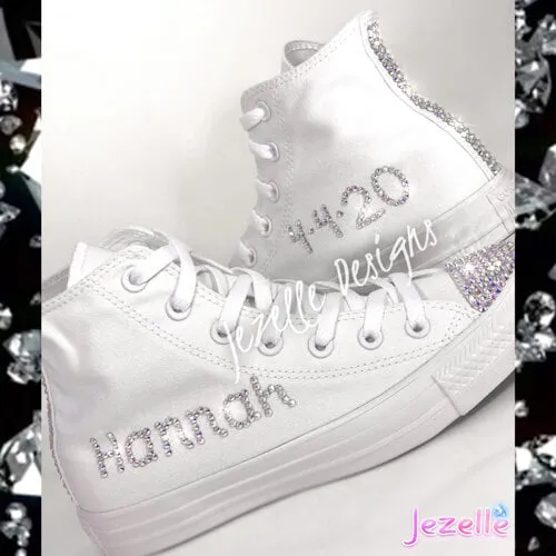 Blinged Out Converse High Tops w/ Ultra-Premium Crystals(Circle Logo   Star)
