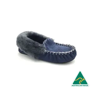 Blue & Charcoal Moccasins