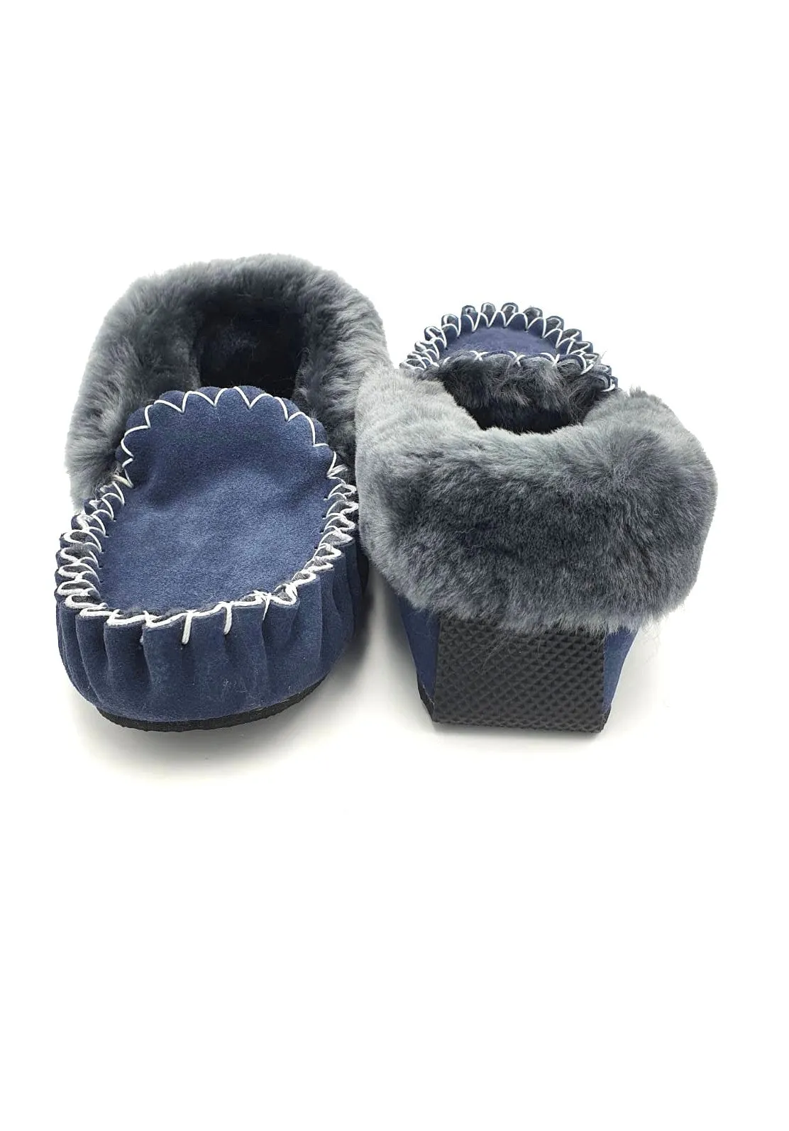 Blue & Charcoal Moccasins