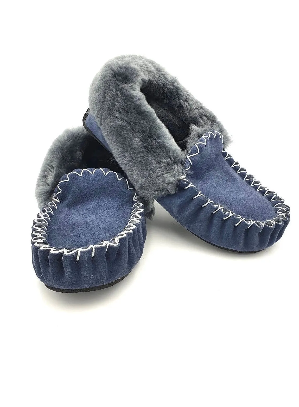 Blue & Charcoal Moccasins