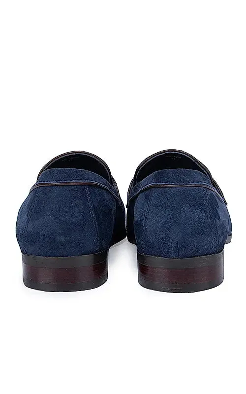 Blue Braided Leather Moccasins