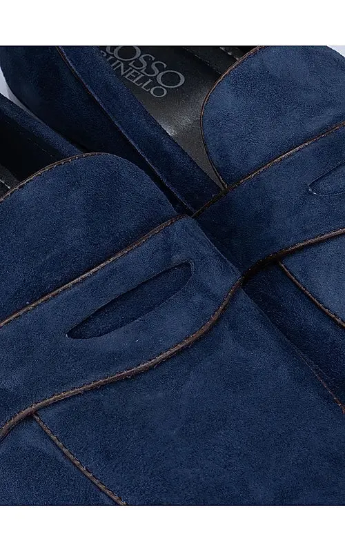 Blue Braided Leather Moccasins