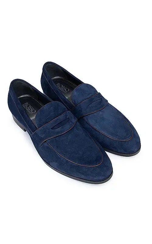 Blue Braided Leather Moccasins