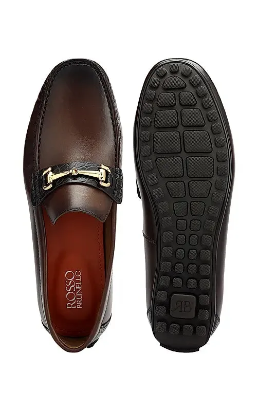 Brown Leather Moccasins With Buckle