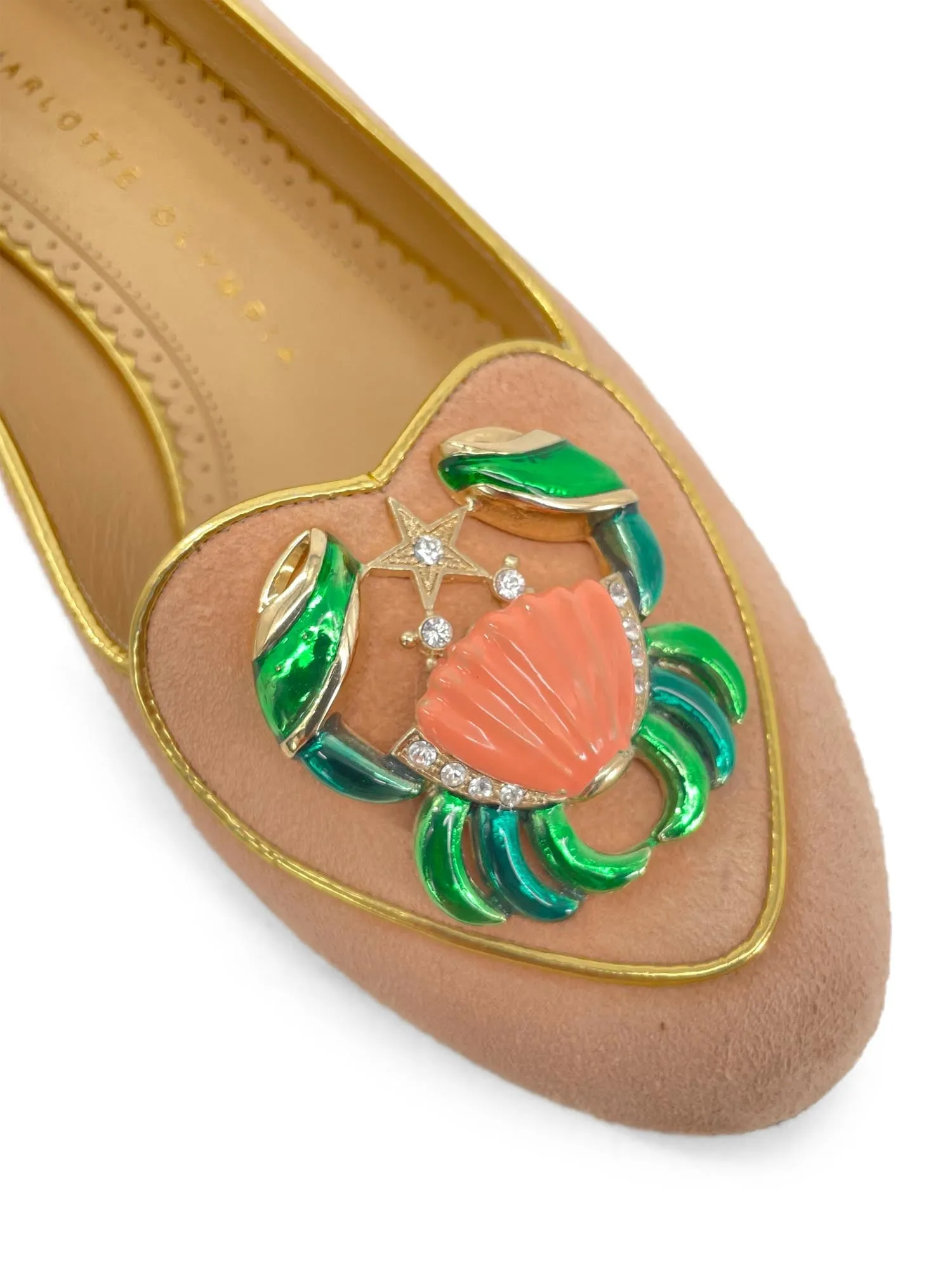 Charlotte Olympia Suede Birthday Zodiac Cancer Ballet Flats Blush Pink