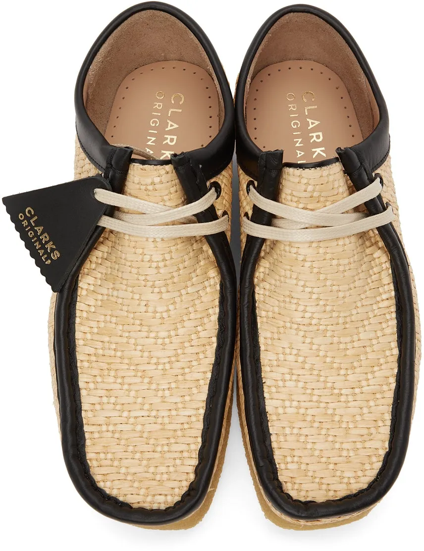 Clarks Originals Beige Raffia Wallabee Lace-Ups
