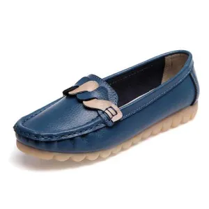 Comfy Soft Sole Round Toe Metal Buckle Slip On Casual Loafers