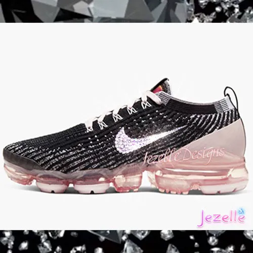 Custom Nike Air VaporMax Flyknit 3 w/ Crystals (Black Pink)