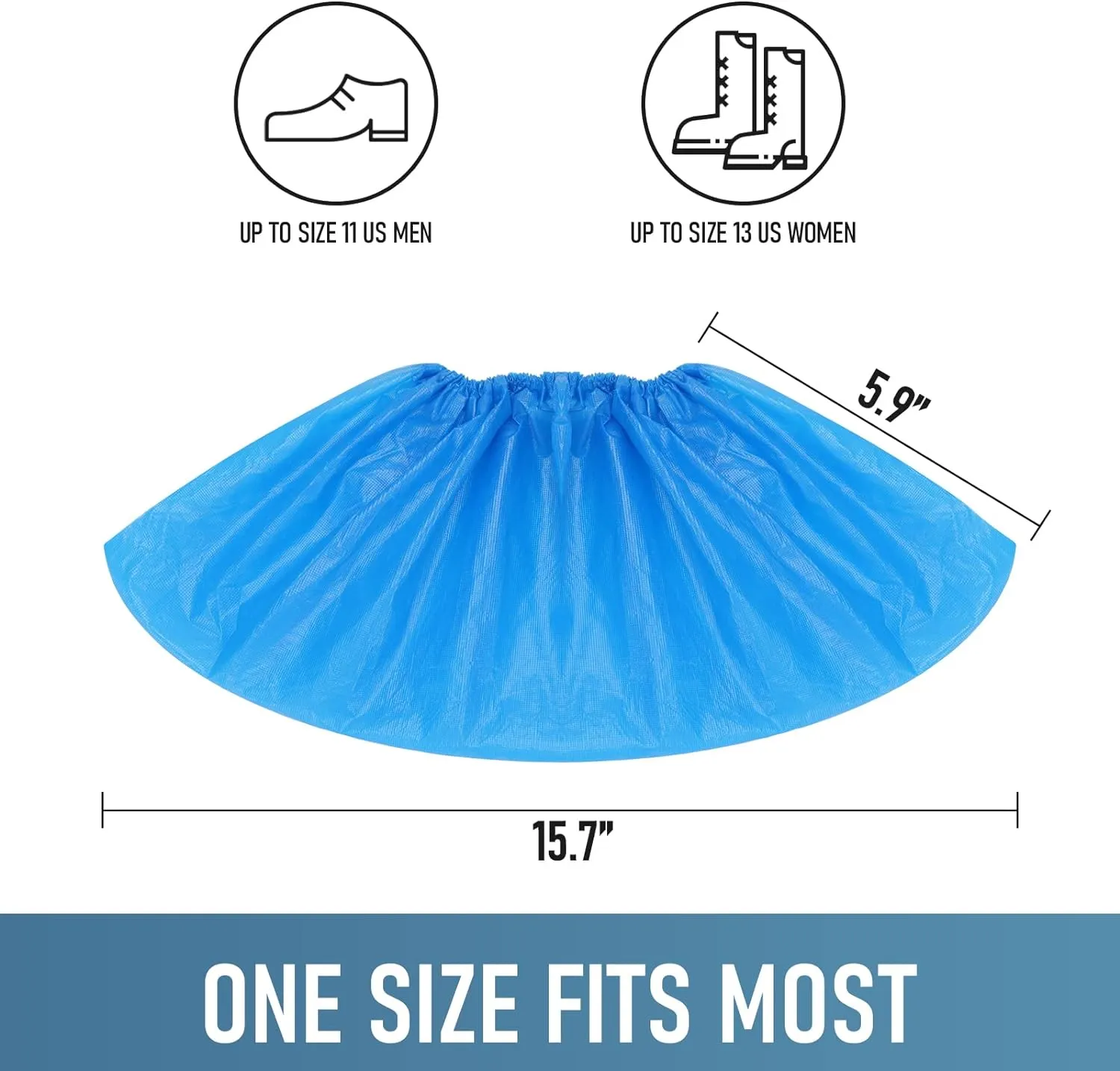 Disposable Non-Slip Shoe Covers – 100 Pack (50 Pairs) | Waterproof &amp; Recyclable Booties for Indoor &amp; Outdoor Use | Fits Men’s Size 11 &amp; Women’s Size 13