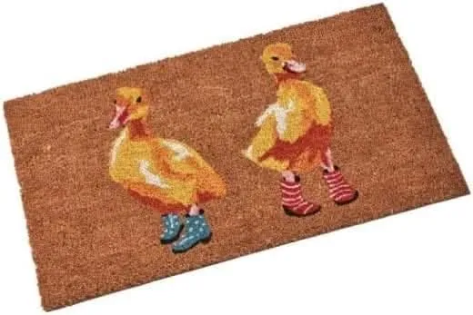 Ducks in Wellies Decor Natural Design Doormat