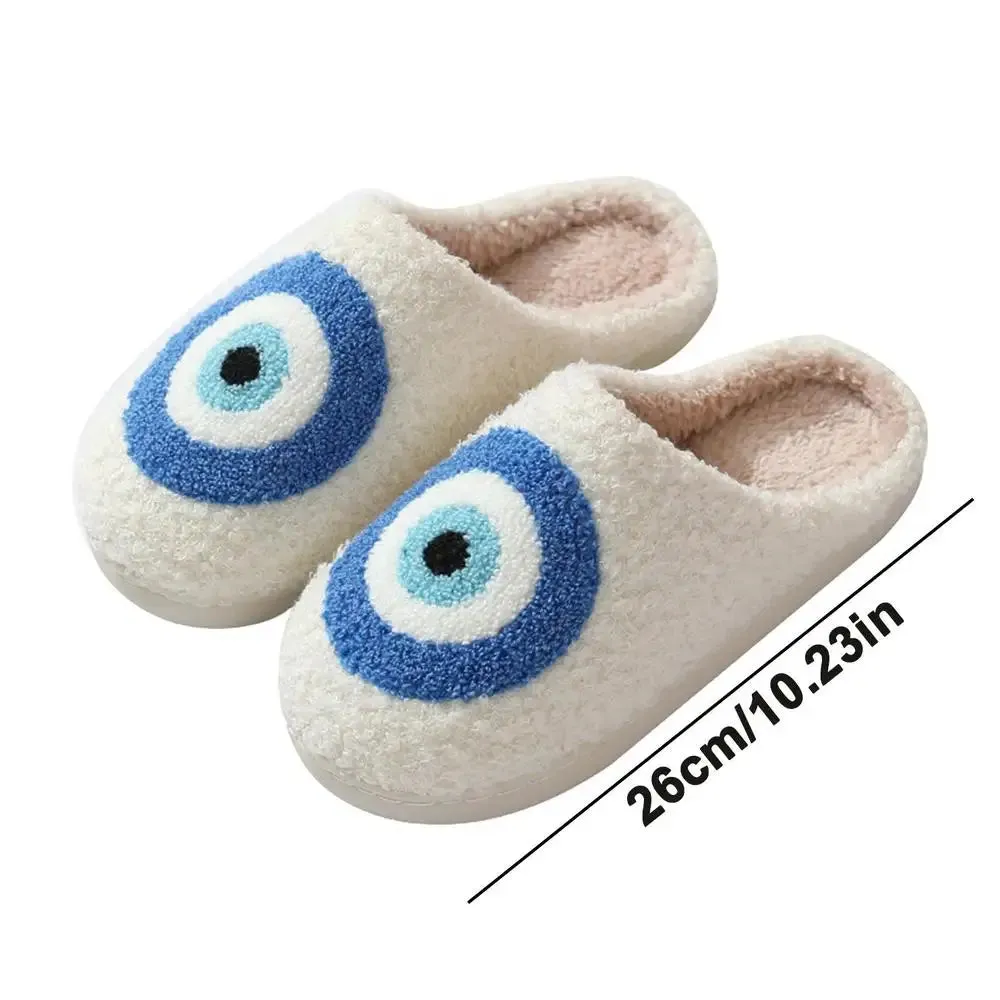 Evil Eye Plush Slippers for Women Men Kids, Indoor Outdoor Soft House Shoes