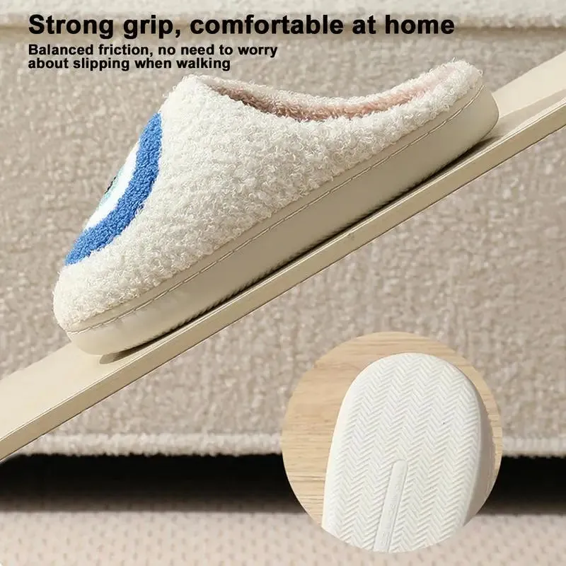 Evil Eye Plush Slippers for Women Men Kids, Indoor Outdoor Soft House Shoes