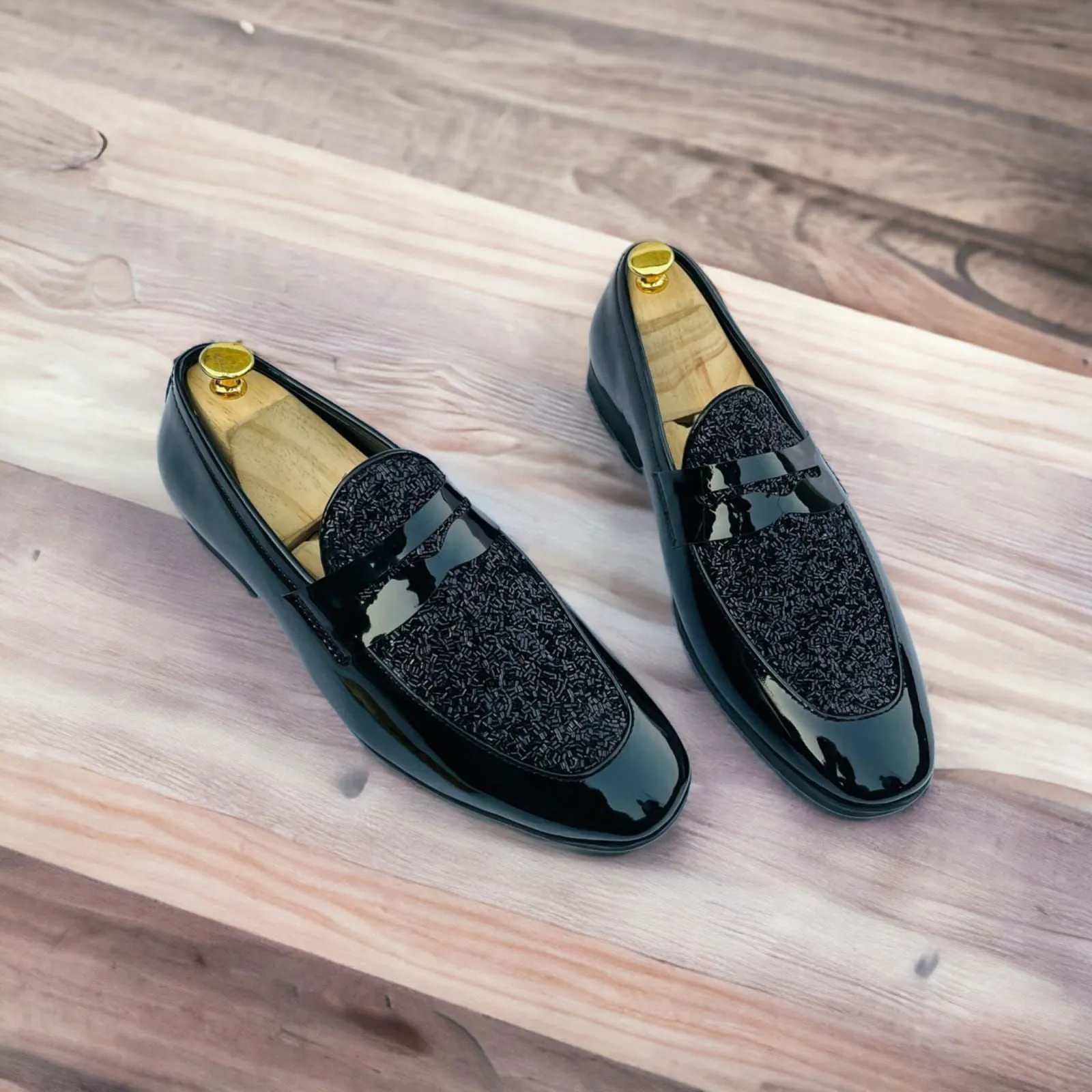 Fashion Mirror Studded Moccasins For Party Attire