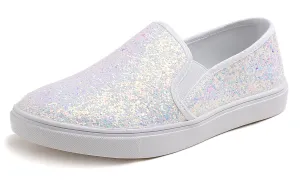 Feversole Women's Fashion Slip-On Sneaker Casual Flat Loafers Shiny Glitter