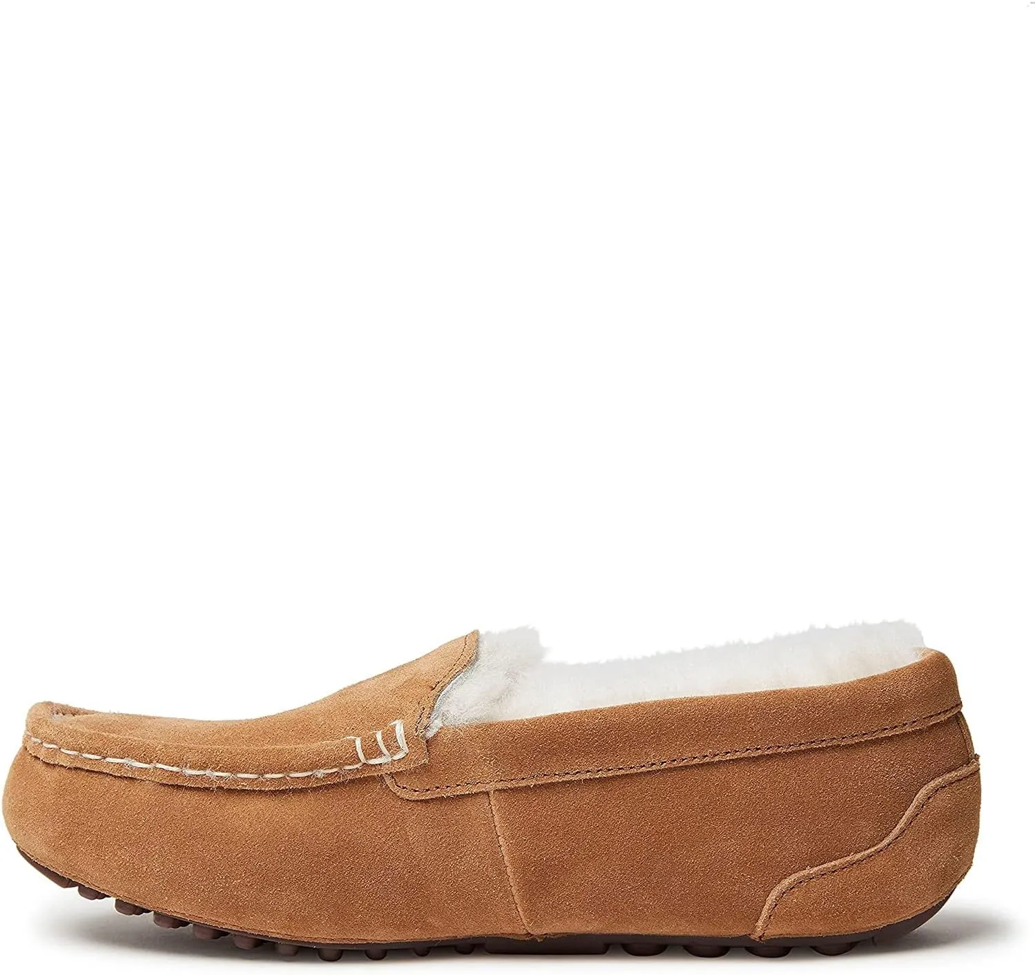 Fireside by Dearfoams Women's Shearling Victoria Moccasin Slippers  Color Chestnut Size 10M