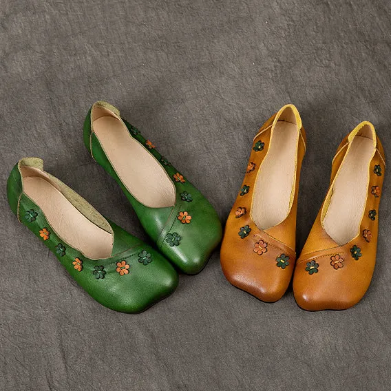 Flower Accents Comfortable All-match Flat Peas Shoes
