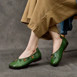 Flower Accents Comfortable All-match Flat Peas Shoes