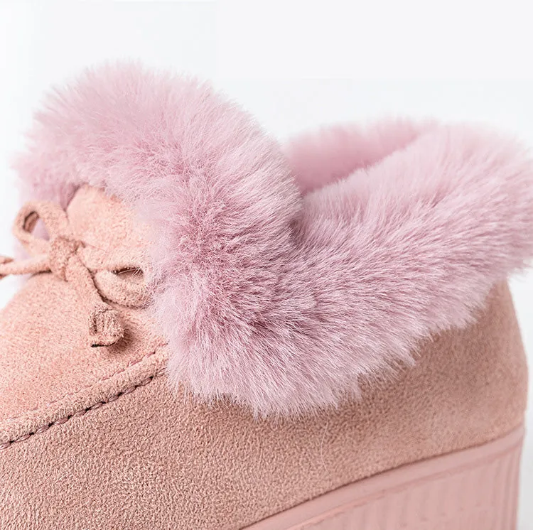 Furry Warm Non-Slip Fluffy Flat Bottom Casual Round Head Low-Top Slipper Shoes