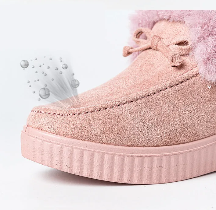 Furry Warm Non-Slip Fluffy Flat Bottom Casual Round Head Low-Top Slipper Shoes