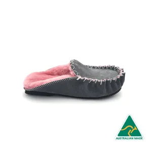 Grey & Pink Moccasin Scuffs