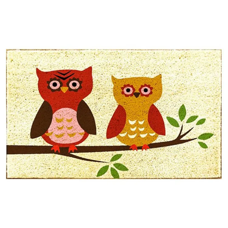 Harvest Owls 18" x 30" Vinyl Back Coir Doormat