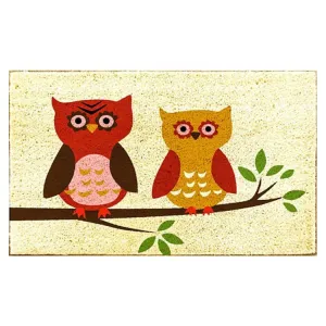 Harvest Owls 18" x 30" Vinyl Back Coir Doormat